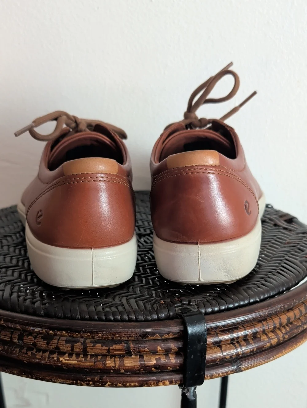 ECCO Cognac Brown Leather Soft VII 7 Sneakers Men Size 44 = US 10-10.5